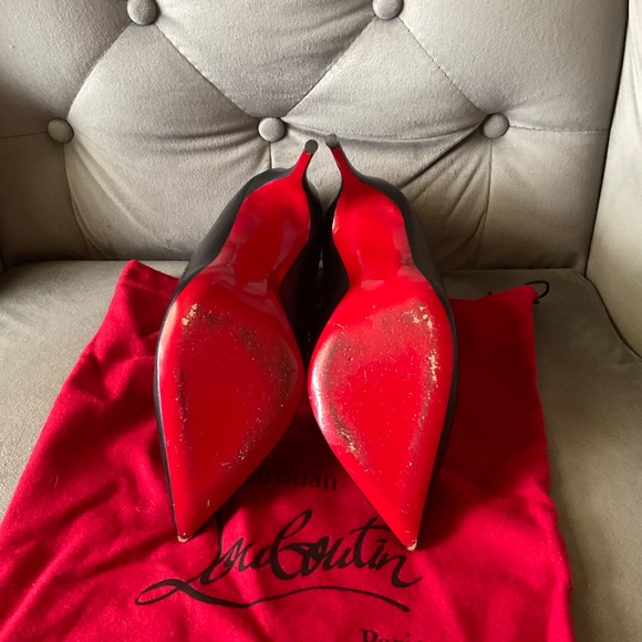Christian Louboutin Black Leather Gortik 100 Booties Size 39.5 Caged Pump Kid - Picture 12 of 15